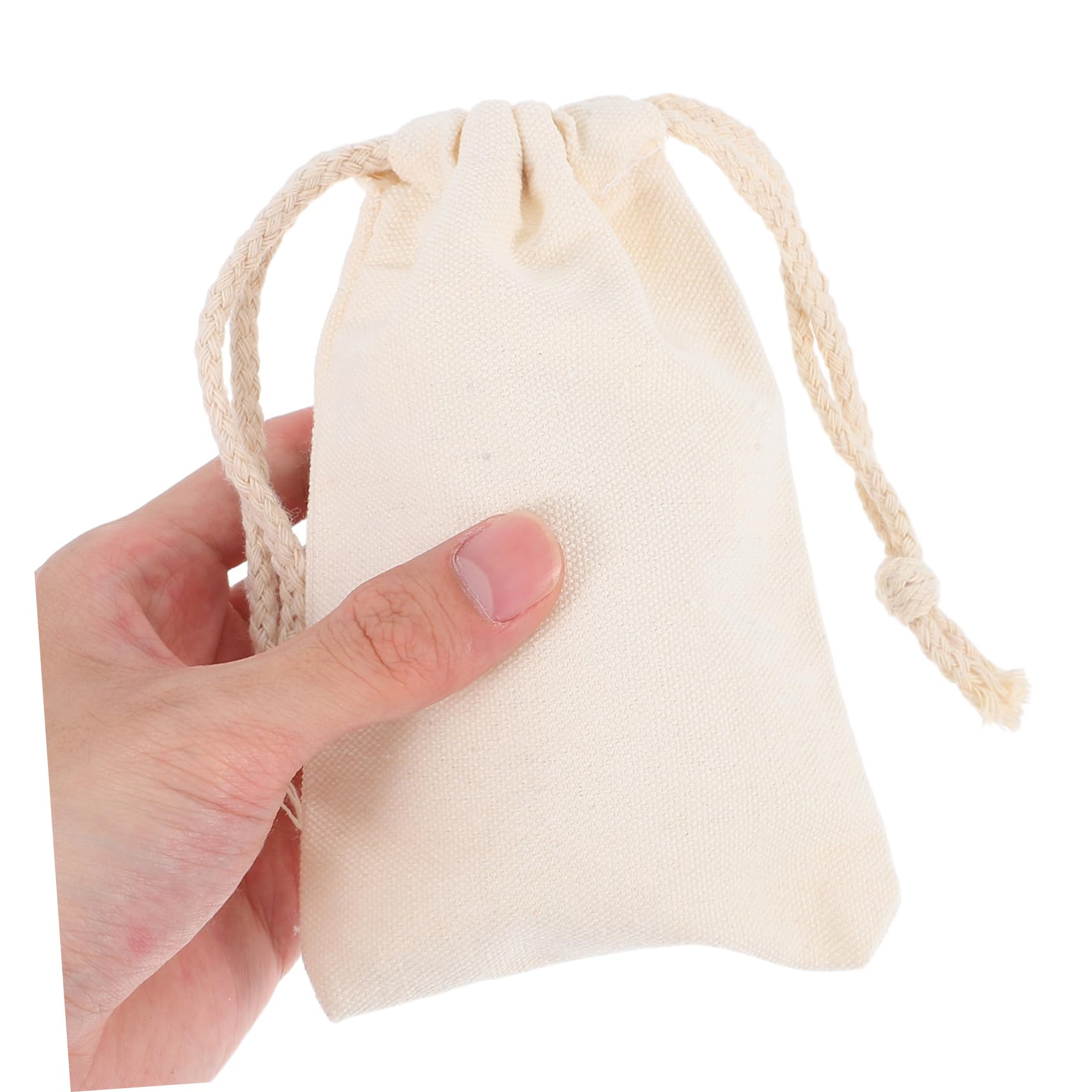 Paquet à Cordon de Rangement Beige en Tissu 50 Pièces pour Fête et Mariage