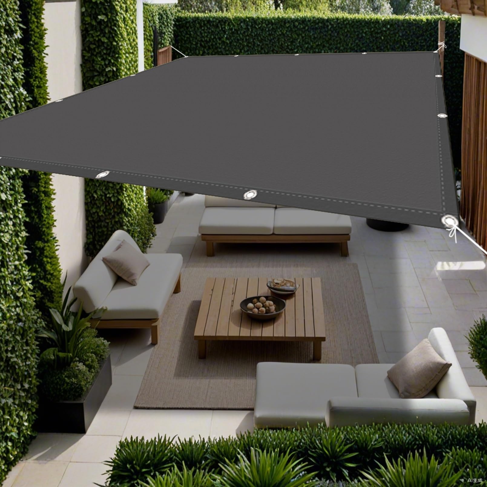 Voile d'ombrage imperméable 225x400 anti-UV pour préserver la fraîcheur de votre terrasse