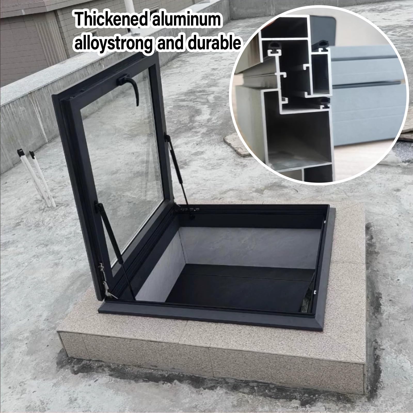 Aluminiowe okno dachowe 50 x 50 cm (19,7 x 19,7 cala) - właz świetlików na strychy piwnicy dobrze i stylowy design idealny do remontu domu