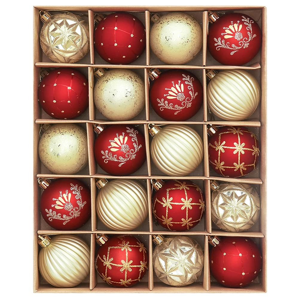 Ozdoba Choinkowa 6 cm 20 SZTUK Boże Narodzenie kulki Ozdoby Choinkowe Wiszące Wisiorki Bauble Xmas Dekoracje Dla Nowego Roku Prezent dekoracje świąteczne (Color : Style 3)
