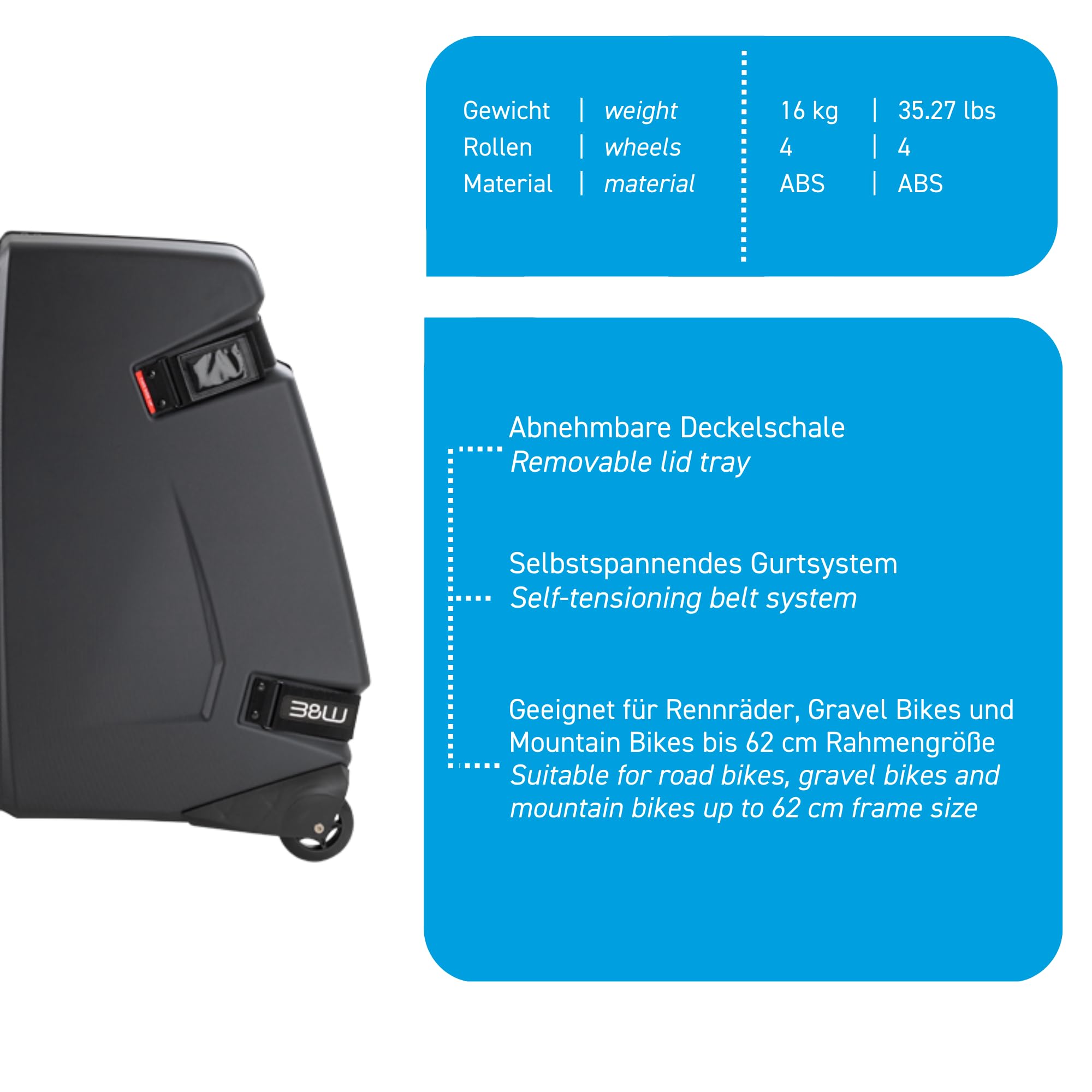 B&W Fahrradkoffer bike box 2.0 (geeignet für Rennräder bis 62 cm Rahmengröße und kleinere Mountainbikes) 96500