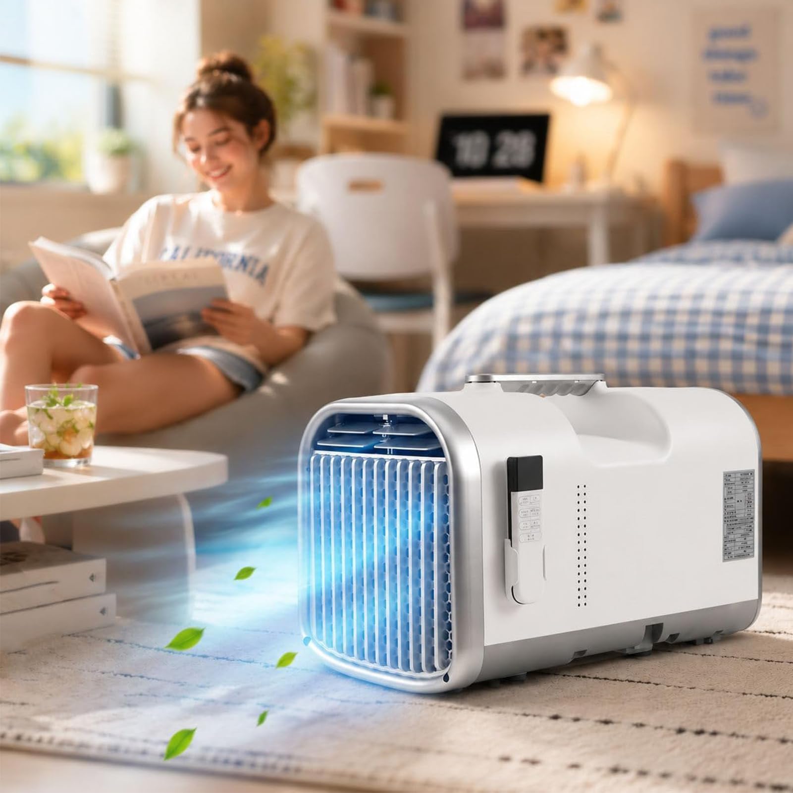 JIANGYUXINLI Portable Air Conditioner 220V/24V, 4400-5100BTU Portable Camping Air Conditioner with Real Compressor Cooling, 4-in-1 Quiet AC Unit, Dehumidifier, Auto Evaporation, Low Power for RV Tent