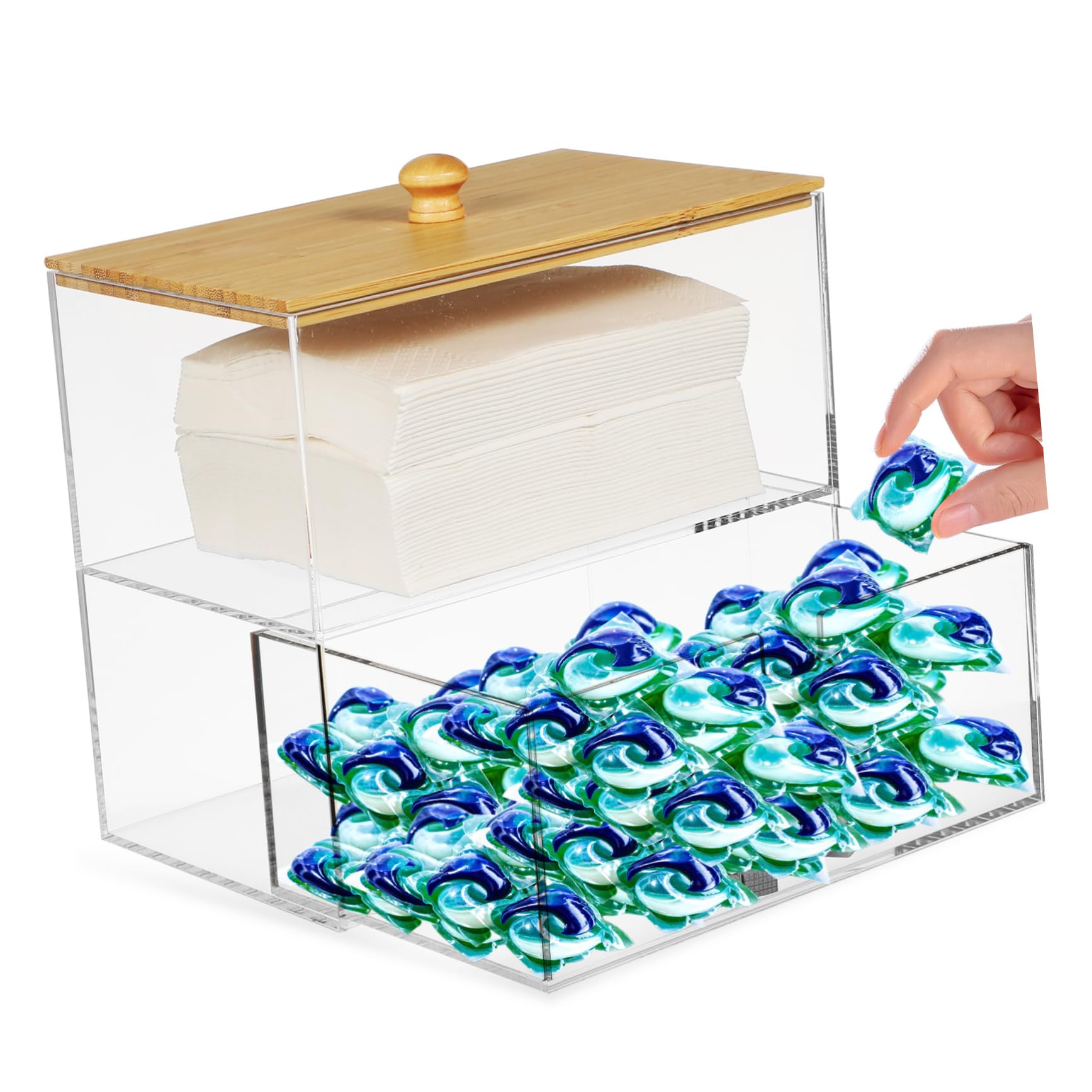 Aufbewahrungsbox mit Deckel für Waschmittelkapseln 1 Schublade