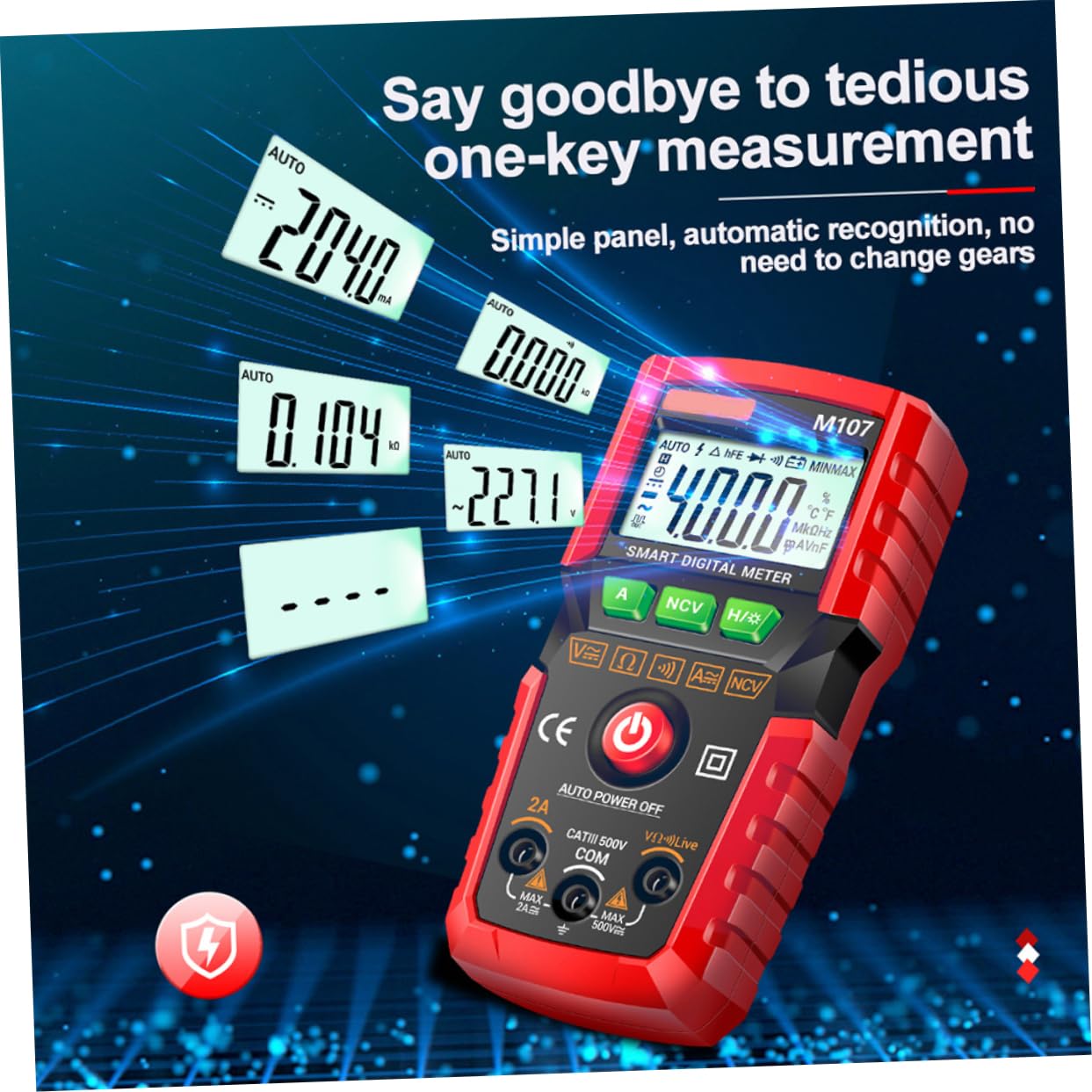 TEHAUX M107 Digital Multimeter automatic recognition
