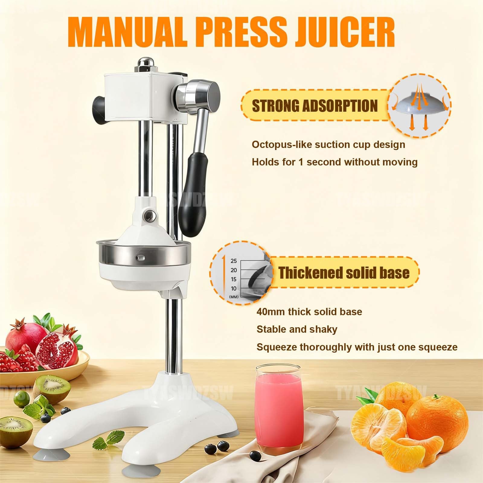Spremiagrumi Manuale per Agrumi da Banco per Uso Professionale - Spremiagrumi per limoni, lime, arance in acciaio inossidabile pesante, per alto volume in cucina, bar