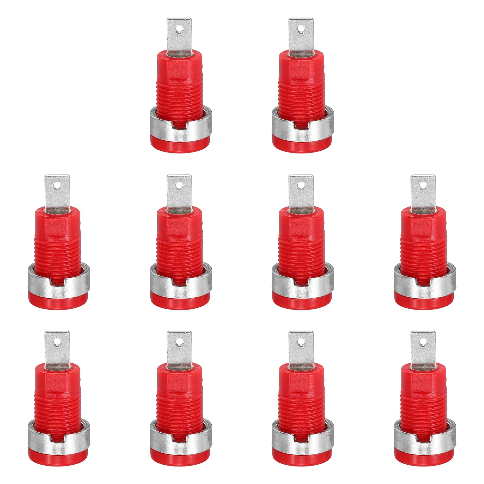 sourcing map 10 Pcs 4mm Banana Plugs Socket Connectors Female, Terminal Wire Connectors for 4mm Banana Plugs Connectors, 24A 30 x 4mm, for Audio/Video Receiver Amplifiers, Red