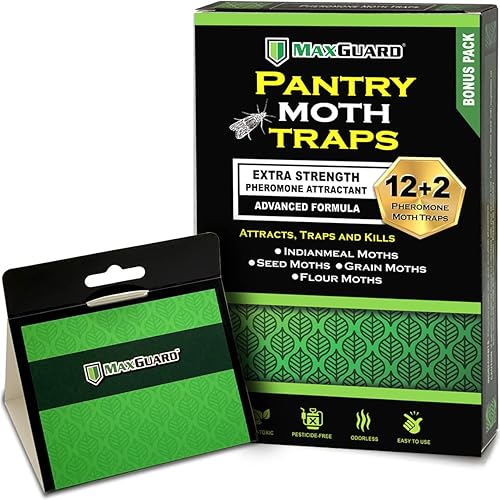 Pantry Moth Traps (12 Pack +2 Free) with Extra Strength