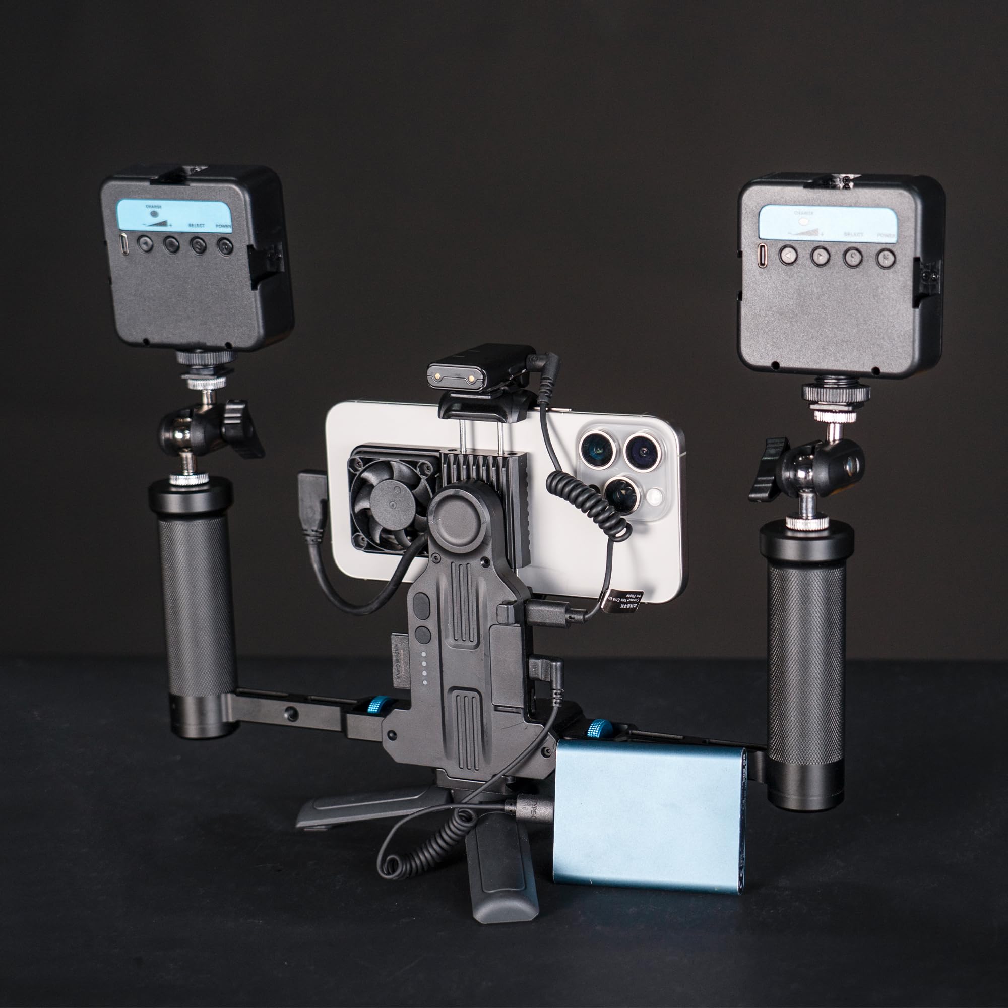 FeiyuTech Smartphone Video Rig con ventola, 3 connettori Type-C Arca-Quick-Release, registrazione orizzontale/verticale, telaio professionale