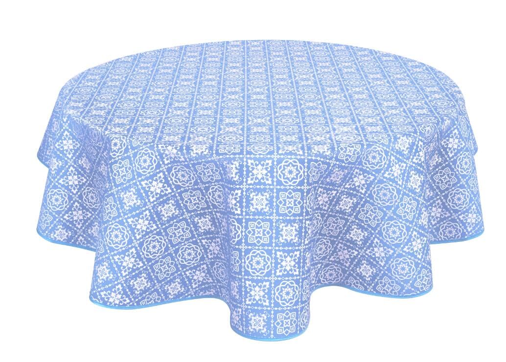 Home Direct Round Oilcloth PVC Wipe Clean Wipeable Tablecloth Table Cover 140cm 55" Blue Grey