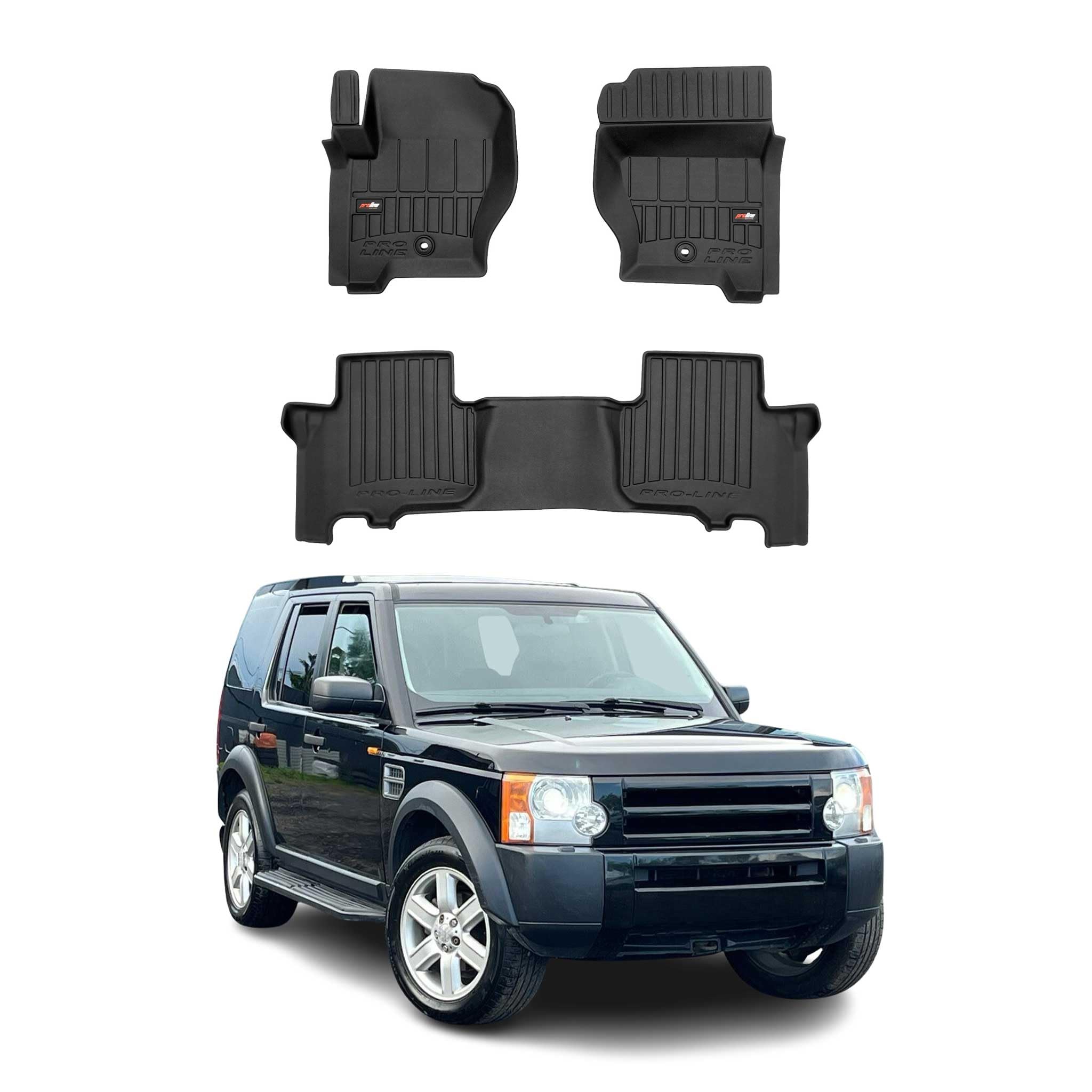 OMAC Dywaniki Gumowe Pasujące do Land Rover Discovery 3 2004-2009 Premium TPE Czarny 3X