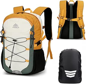 GES Sac à dos de randonnée multifonction de 30 L avec housse de pluie, sac à dos de randonnée durable pour l'école, le travail, le camping, le trekking, le cyclisme et les sports de plein air