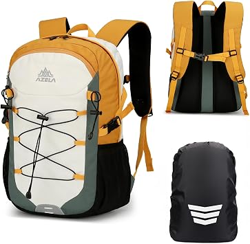 GES Multi-Functional 30L Hiking Backpack with Rain Cover, Durable Hiking Rucksack for School, Work, Camping, Trekking, Cycling & Outdoor Sports Green