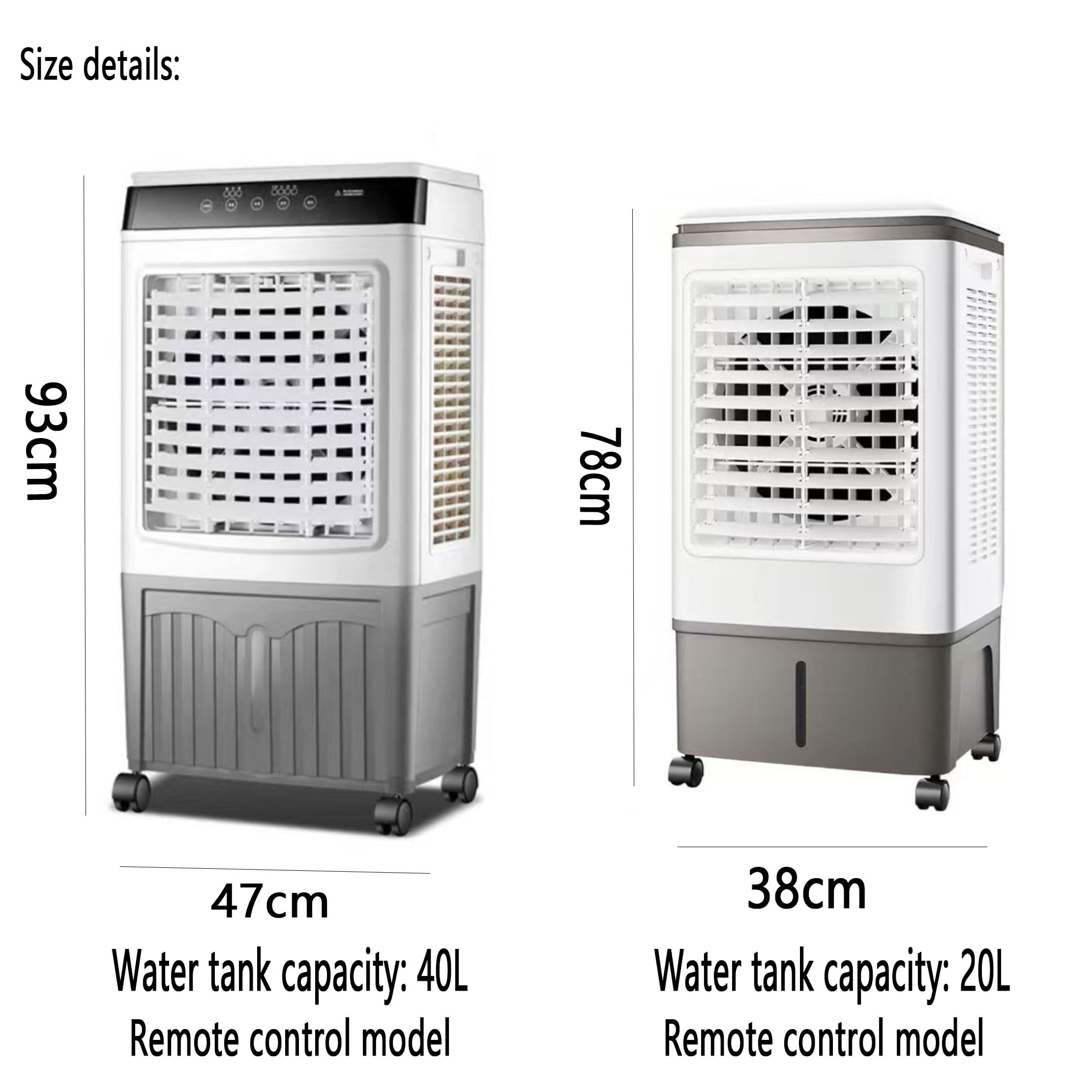 Tragbare Klimaanlage Verdunstungskühler, 40L Wassertank, 3 Lüftergeschwindigkeiten, 120° Oszillation, Mobiles Kühlgerät für Außen und Gewerbe