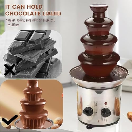 Miniatura 3 de Máquina de fuente de chocolate de 4 niveles para fiesta, máquina eléctrica de fuente de fondue de chocolate de acero inoxidable para fiesta