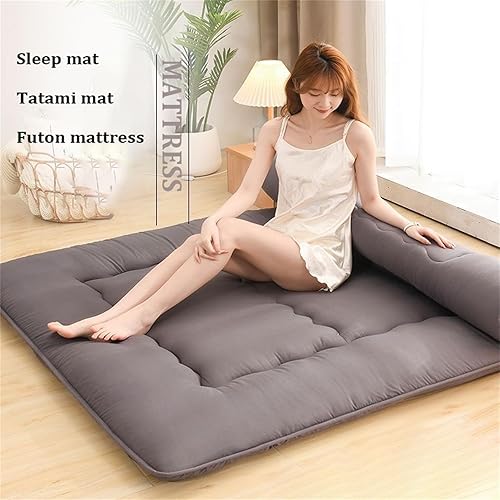 Miniatura 5 de Colchón japonés de 4 pulgadas de grosor, colchón plegable de futón tamaño matrimonial, tapete de tatami enrollable, colchoneta para dormir, tumbona