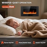 Vista 6 de Chimenea eléctrica de 30 pulgadas para empotrar y colocar en la pared, chimenea eléctrica con control remoto, calentador de chimenea, chimenea