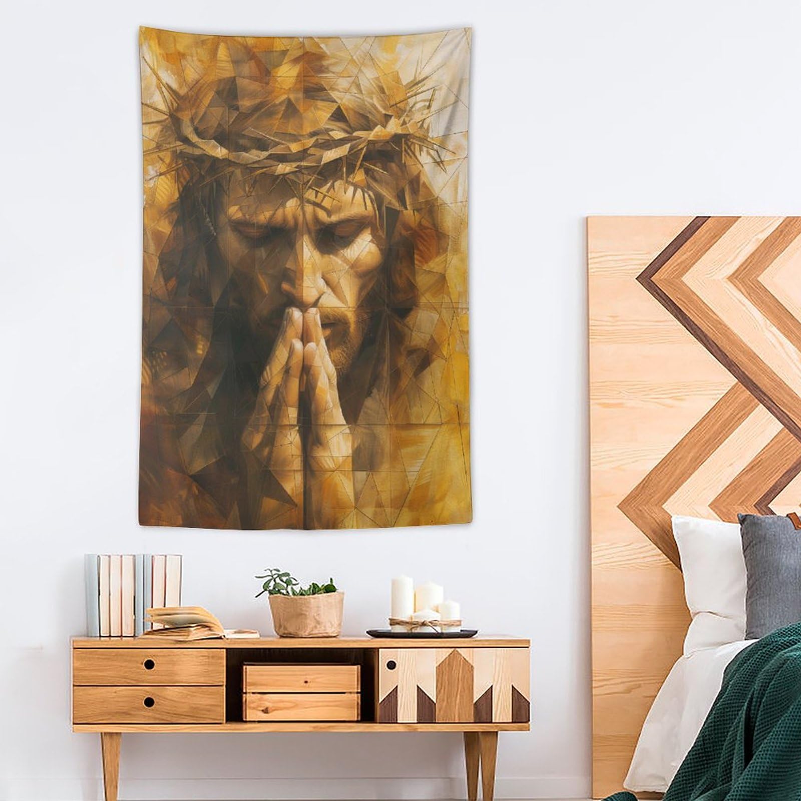 Amazon.com: Vendhui Hands Praying Jesus Tapestry Christ Golden