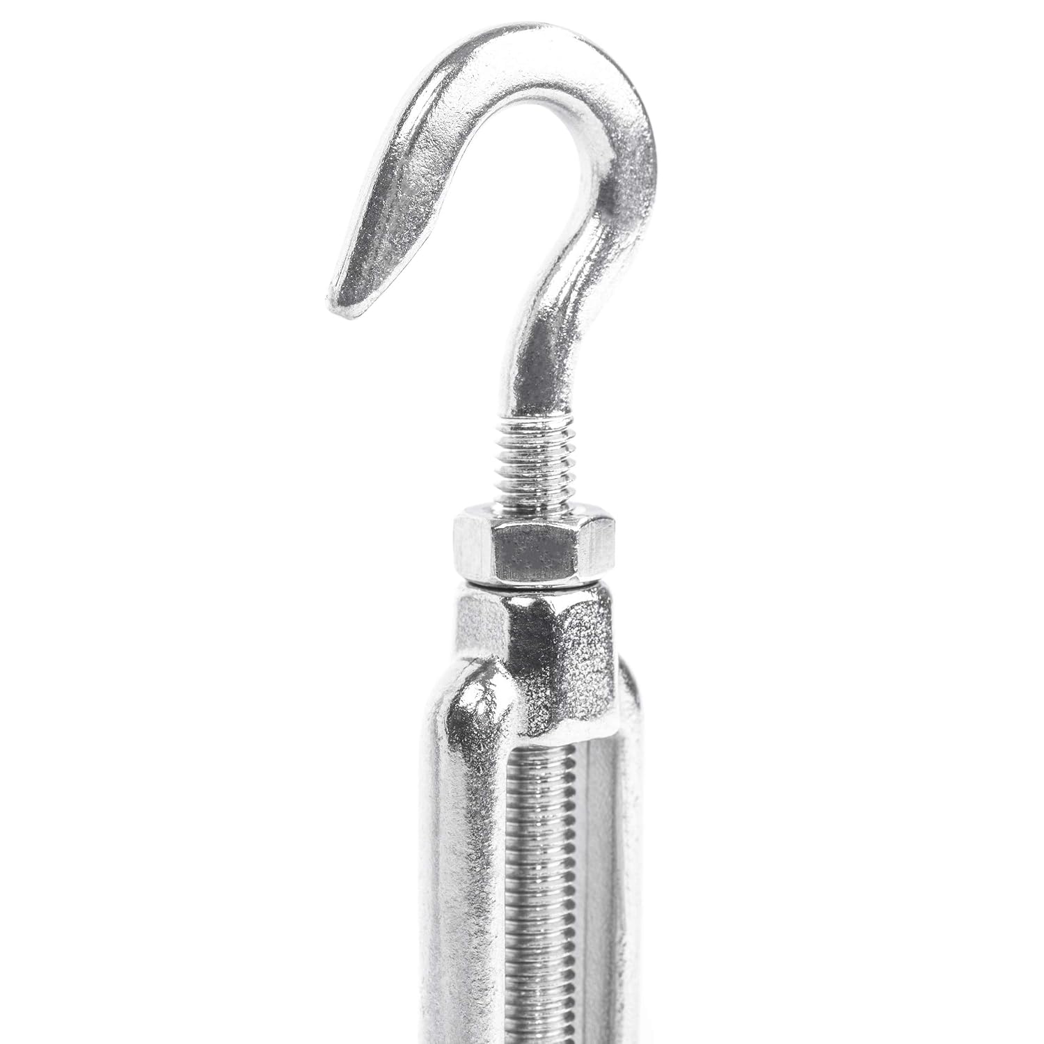 Premier Stainless Solutions Open-Body Stainless Steel Hook & Hook 1/4” x 2-3/4” Turnbuckles for Tensioning Cable or Rope, T316 Marine Grade