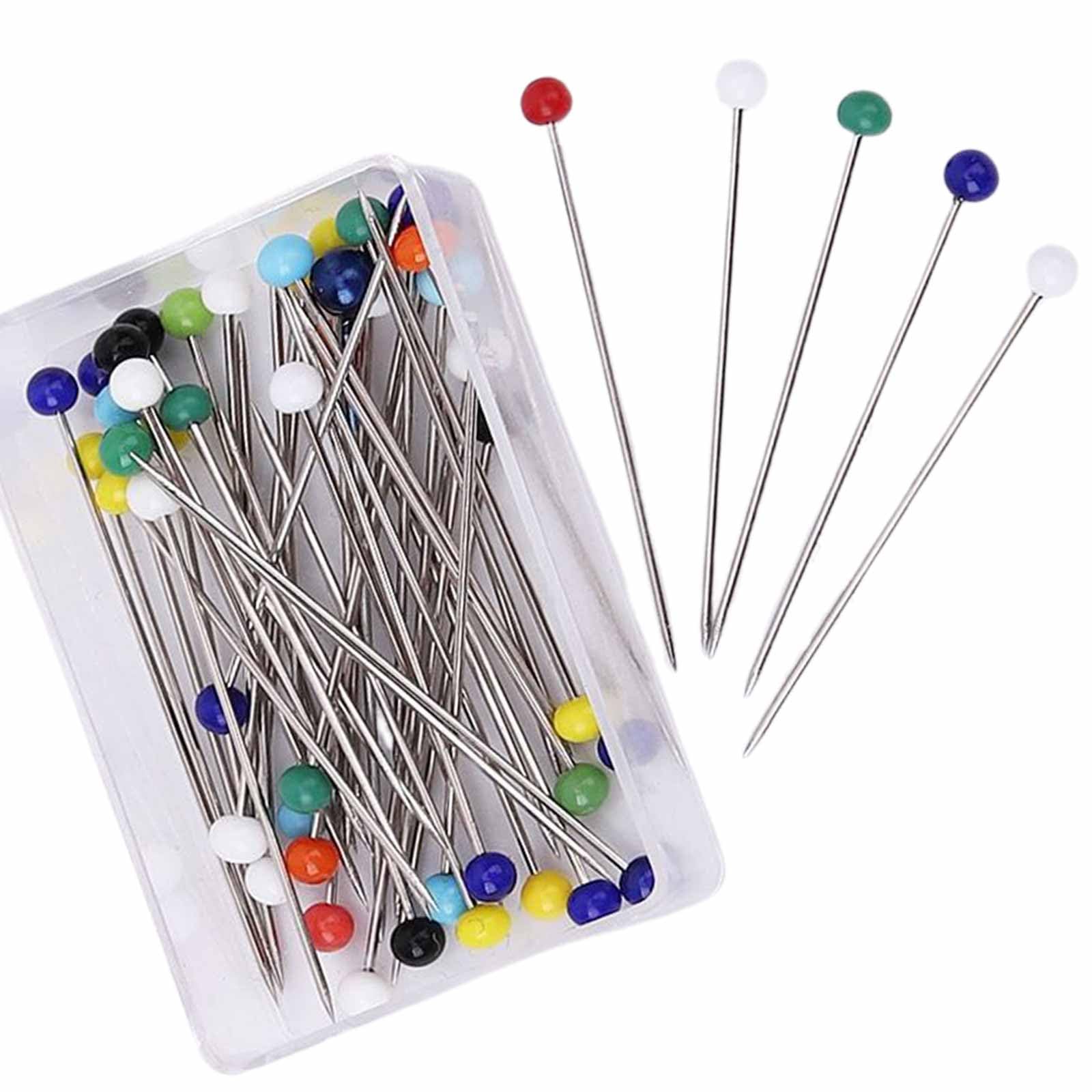 50 Pcs, 32mm Long Sewing Pins Dress Making Pins with Glass Heads 0.8mm Thick Quilting Pin for Dressmaking Jewellery & Crafts