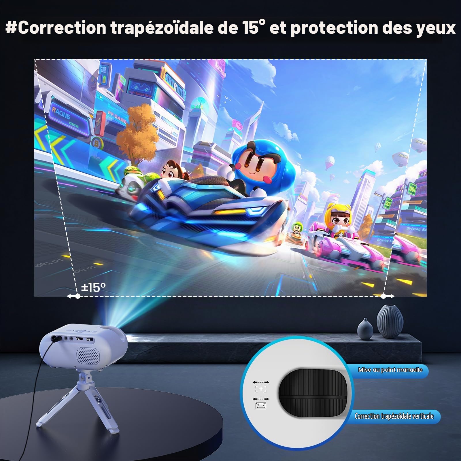 Mini Vidéoprojecteur avec Trépied 1080p Projecteur Portable Rétroprojecteur