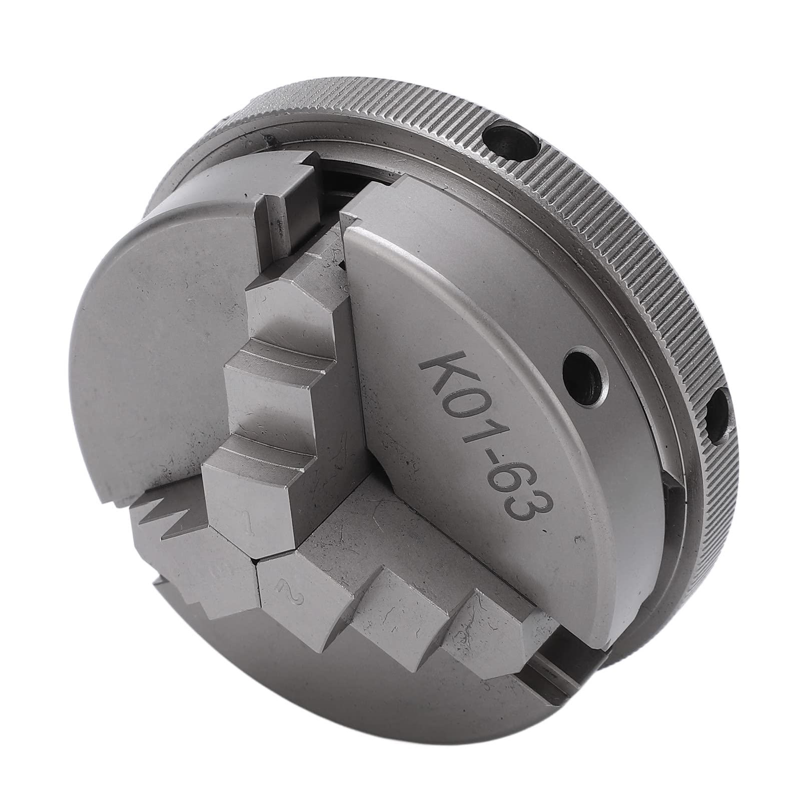 Cocoarm Mandril de Torno Mandril de Torno de Metal Manual de 3 Mordazas K01 63 45 Acero 2.5 Pulgadas Centrado Preciso Sujeción Ancha Fácil Instalación para Máquinas Herramienta Trabajos No Ferrosos