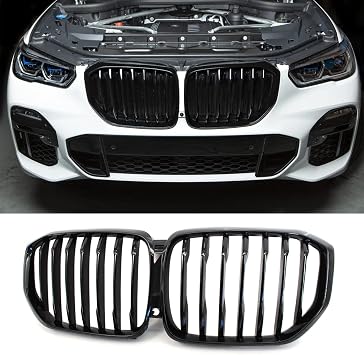G05 X5 Grille, Gloss Black Single Slat Kidney Grille Grill Compatible with BMW 2019-2023 G05 X5 xDrive40i xDrive50i xDrive45e M50i