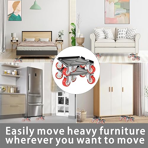 Miniatura 18 de Muevadores de muebles con 5 ruedas, juego de herramientas deslizantes de muebles para mudanzas pesadas, ruedas de muebles, capacidad máxima, 1650
