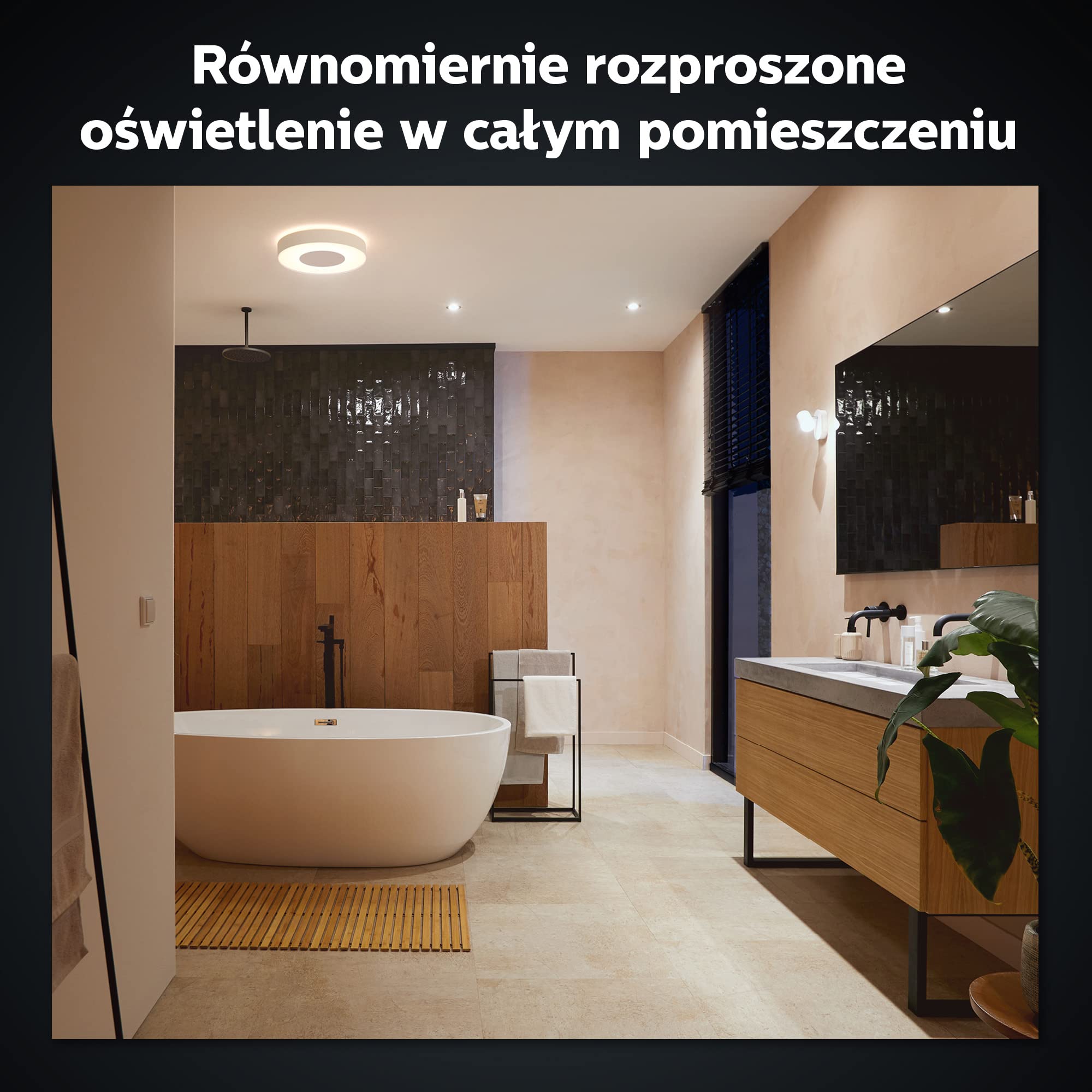 Philips Hue White and color ambiance Łazienkowa lampa sufitowa Xamento M IP44 1x33W (biała), 16 mln kolorów, przyciemnianie, inteligentne oświetlenie