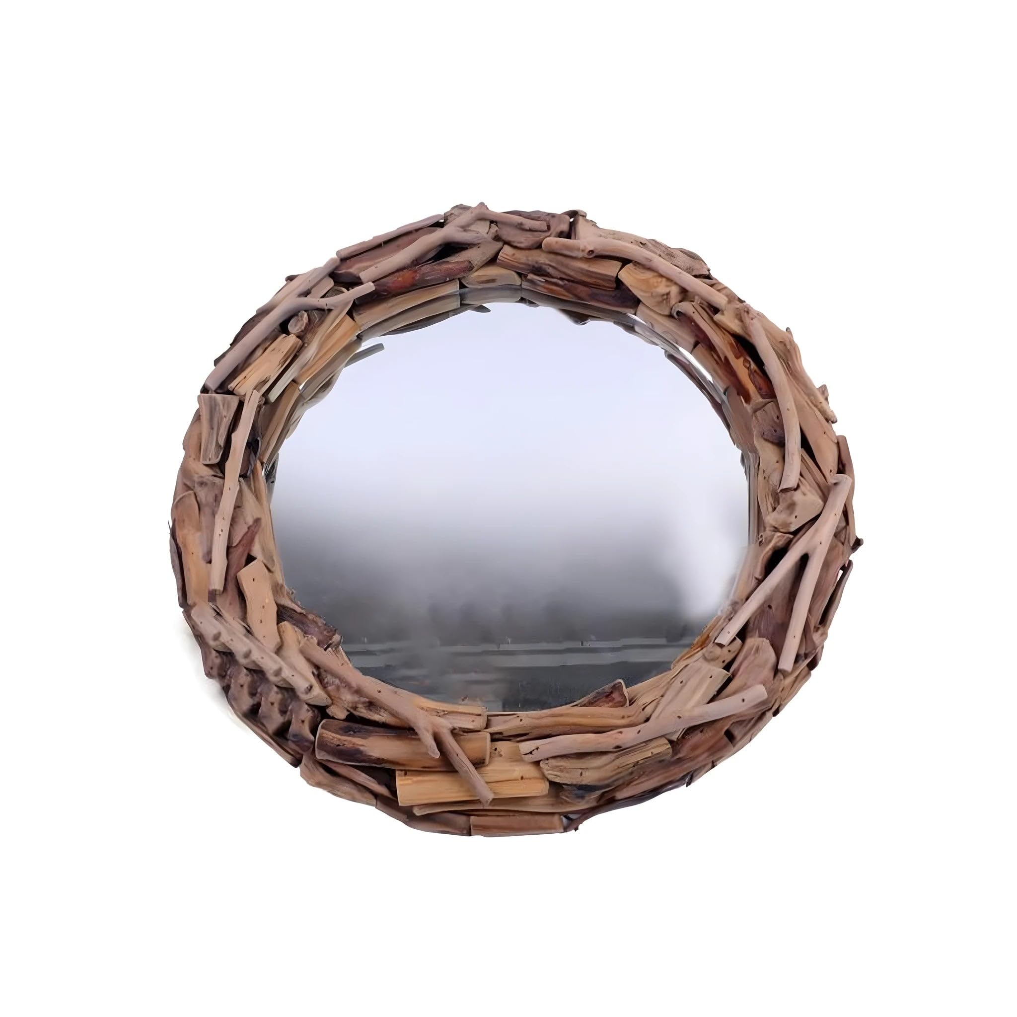 Dolfi | Square Rustic Wooden Mirror 10 cm | Natural Wood in Val Gardena | Nativity Figure