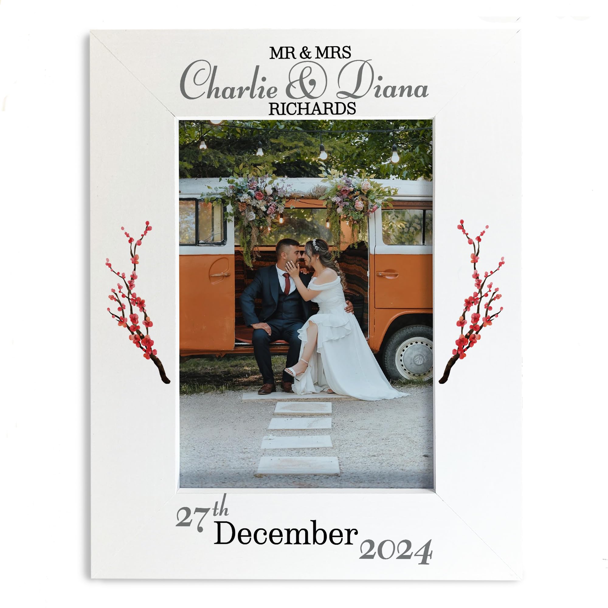 RED OCEAN Novelty Wedding Photo Frame PERSONALISED Wedding Day Gift Anniversary Present Gift For Wedding Anniversary Husband Wife Gift Couple Gift Keepsake (Design 4)