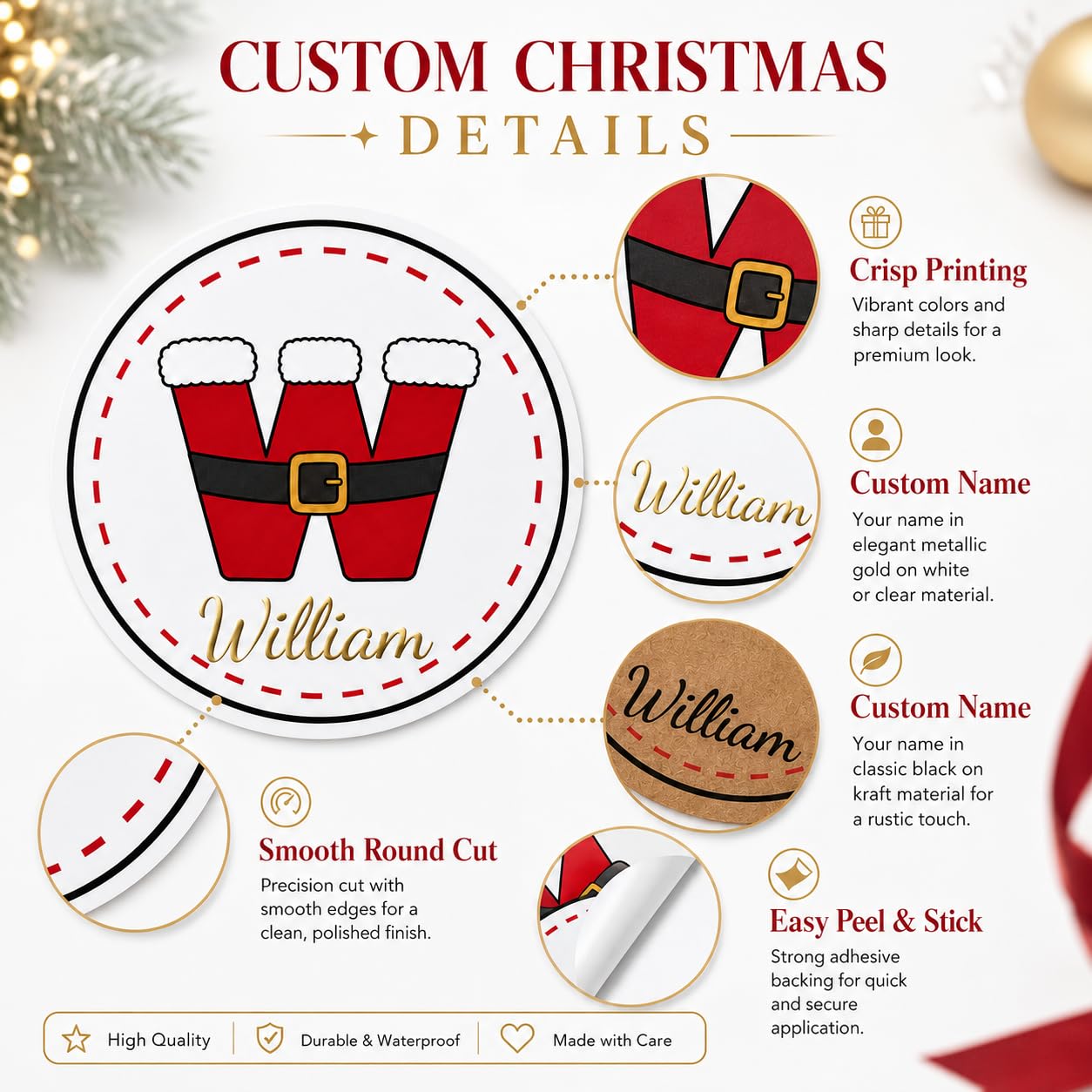 Personalisierte Weihnachtsaufkleber, Urlaubsparty-Geschenke | Personalisierte Anfangs-Aufkleber, Geschenkpapier, Geschenkboxen, Bäckerei-Verpackung, Kinder-Weihnachtsetiketten