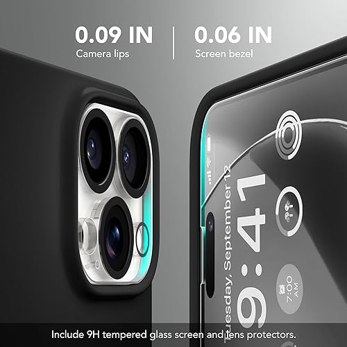 Miniatura 5 de GONEZ Funda de silicona para iPhone 15 Pro Max, compatible con Magsafe, 2 protectores de cámara + 2 protectores de pantalla, forro de microfibra