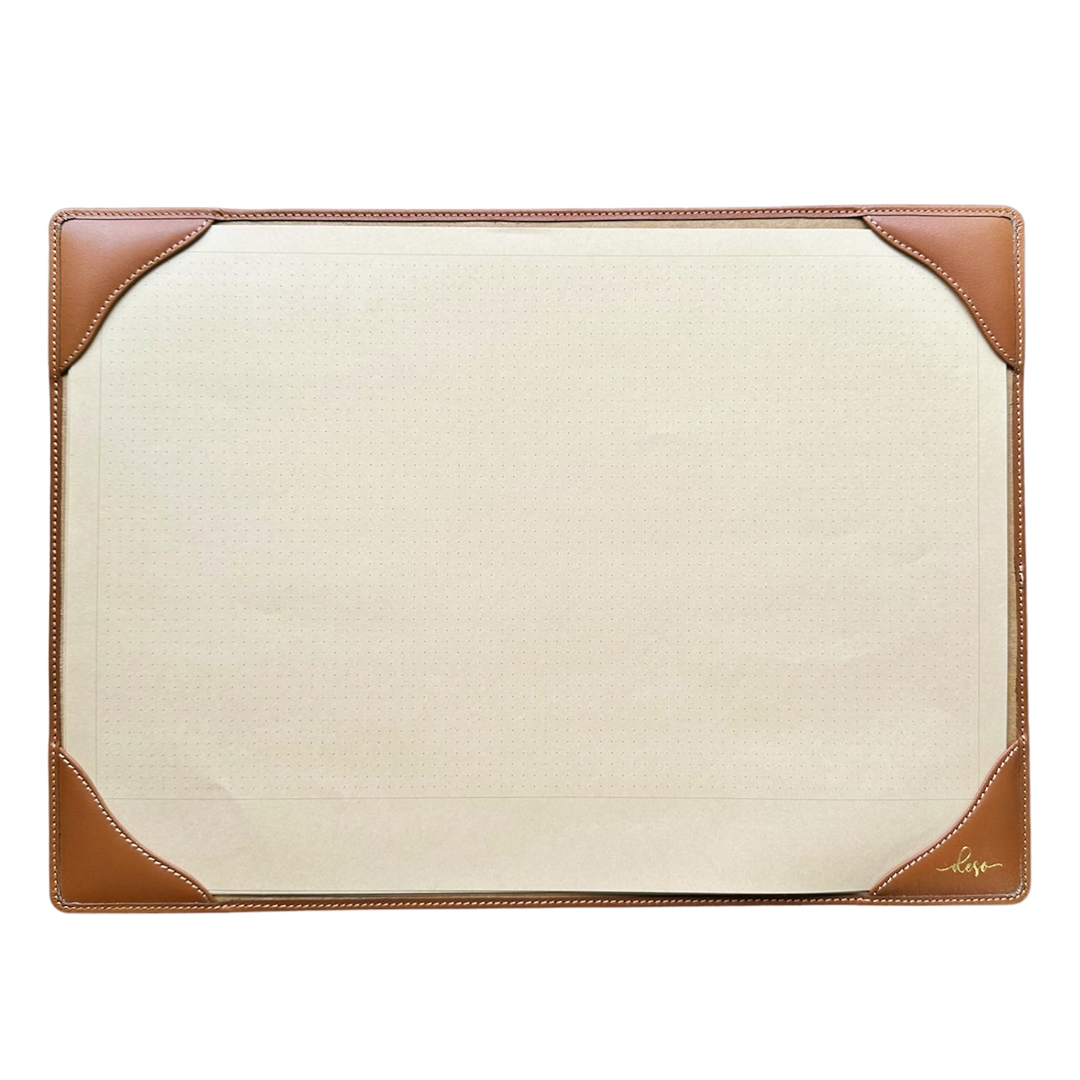 DESO A3 Leather Desk Planner | Daily Weekly Yearly Planning Office Gifting | Premium 120GSM Japanese Kraft Paper with Dot Grid Pattern - 40 Sheets (Brown)-image-36