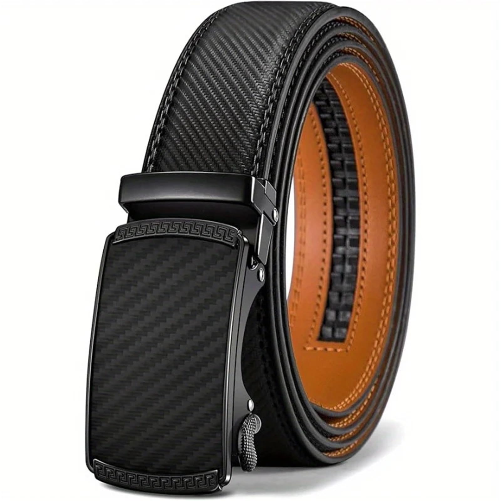 Ceinture en cuir de vachette de prestige pour homme avec boucle automatique noire