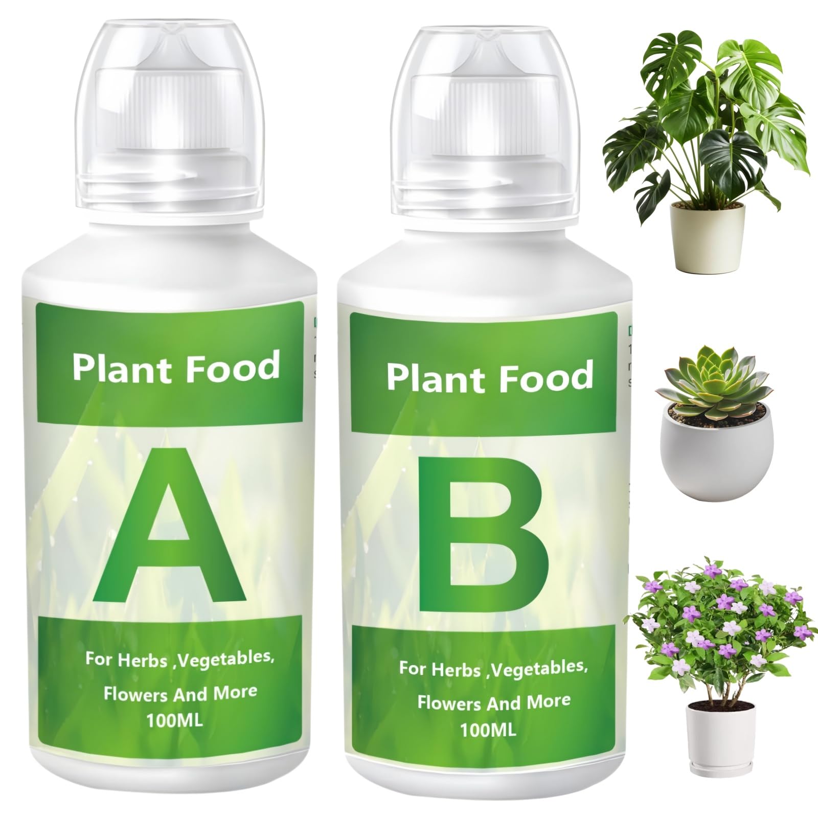 Hydroponic Liquid Plant Food A & B Nutrients,Liquid Fertilizer for Indoor Plants & Hydroponic Growing System,House Plant Food,Bonsai Fertilizer,Vegetable Growing Nutrients,Hydroponic Plant Food