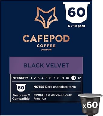CafePod Black Velvet Lungo Nespresso Compatible Coffee Pods 60 Capsules