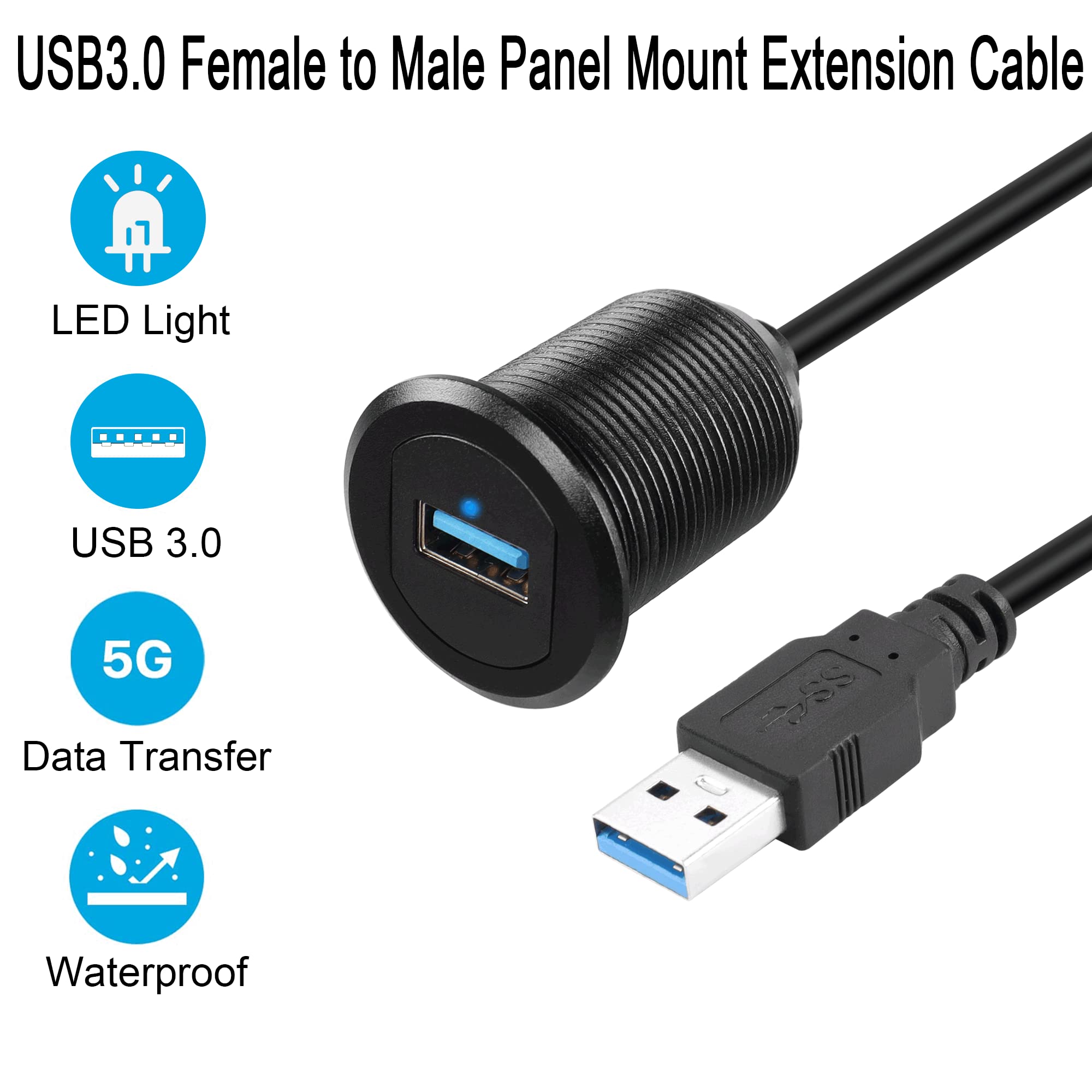 QIANRENON Adattatore Per Montaggio A Incasso USB C Da 5 Gbps Cavo Corto Di Ricar