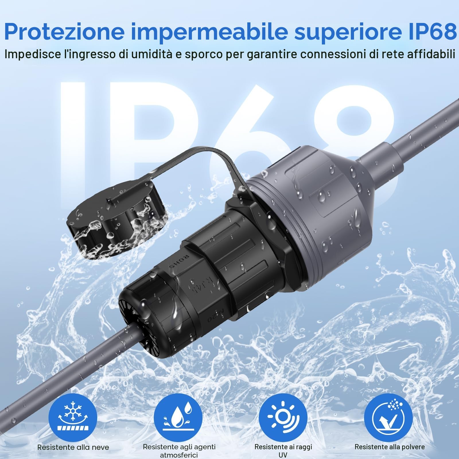EDUP Starlink - Adattatore Ethernet Gen 3 e Mini con prolunga per cavo impermeabile, accoppiatore RJ45 per Star Link Standard V3 e mini Dishy, ideale per uso interno/esterno (confezione da 2)
