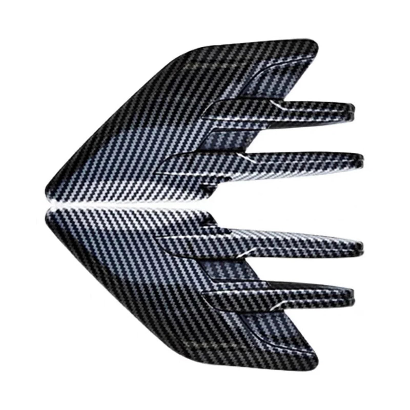 Accent de capot en fibre de carbone Faux autocollant ventilation voiture, branchies requin 3D, garniture couverture garde-boue, flux d'admission extérieur, 2 pièces(Carbon Fiber)