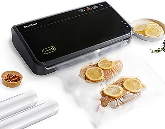 Vacuum Sealer Machine, Automatic Bag Detection, Sous Vide Friendly, with sealer bags, roll, handheld vacuum sealer, black