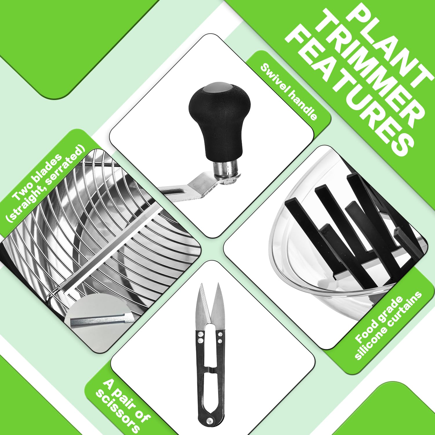 Aygrochy Miska do liści, podkaszarka do liści i kwiatów, z ulepszonymi zębatkami, ostre, srebrna, średnica 40 cm