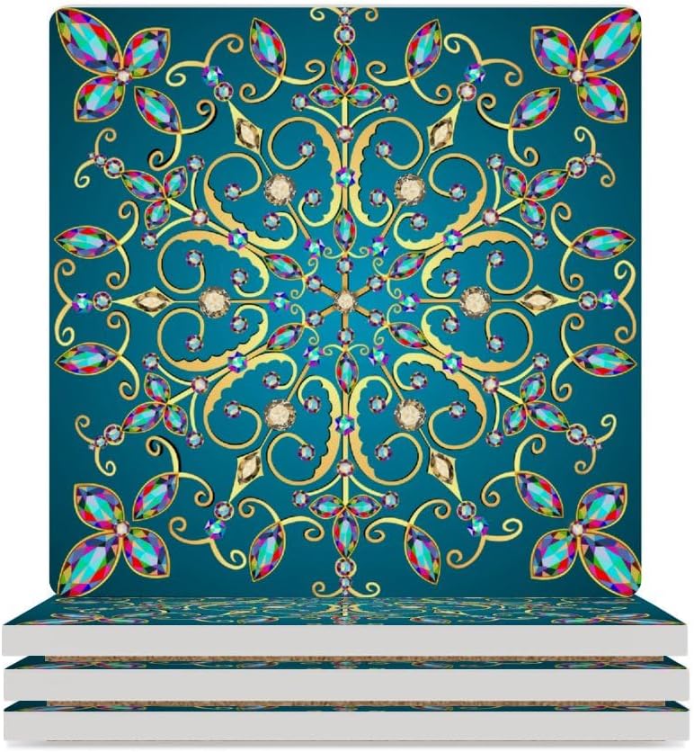 Bar Ceramic Coasters Square Drink Cup Coasters Set of 6