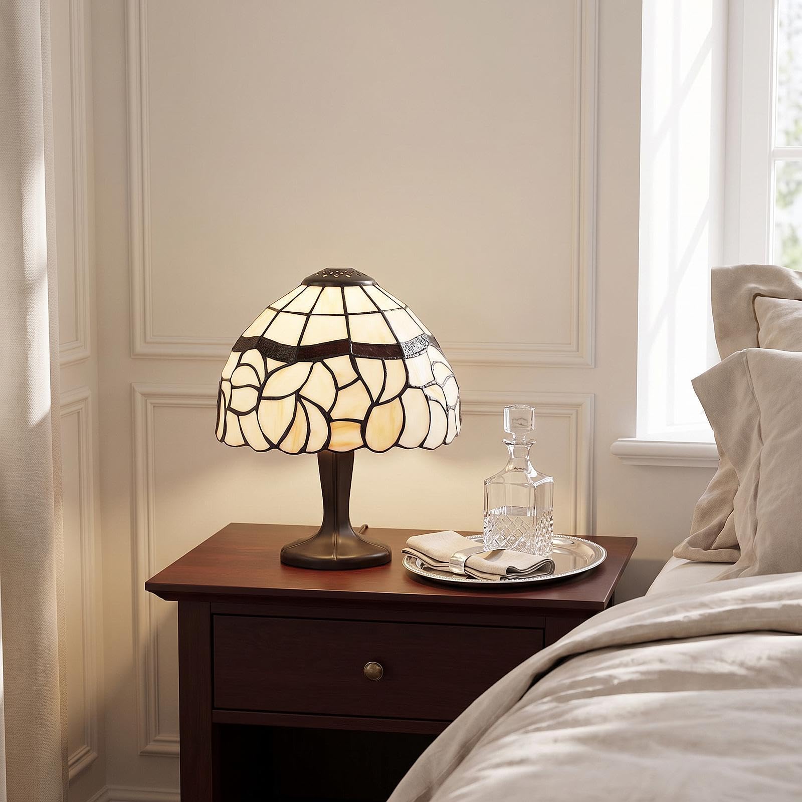 Abat-Jour en Verre pour Lampe Table, Style champêtre, Polyvalent, pour Lampe Chevet, idéal pour café, îlot Cuisine ou Salon thé, 20 Cm X 20 Cm X 13.5