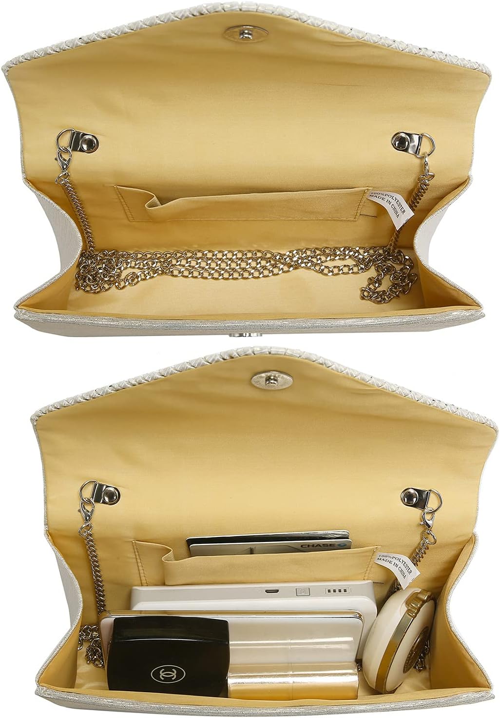 Dasein Ladies Frosted Satin Evening Clutch Purse Bag Crossbody Handbags Party Prom Wedding Envelope - Image 6