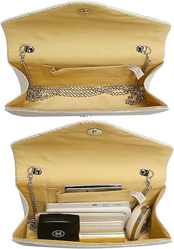 Miniatura 6 de Dasein Bolso de mano con satén satinado para mujer, tipo embrague, para noche, bandolera, bolsos, fiesta, graduación, boda, sobre