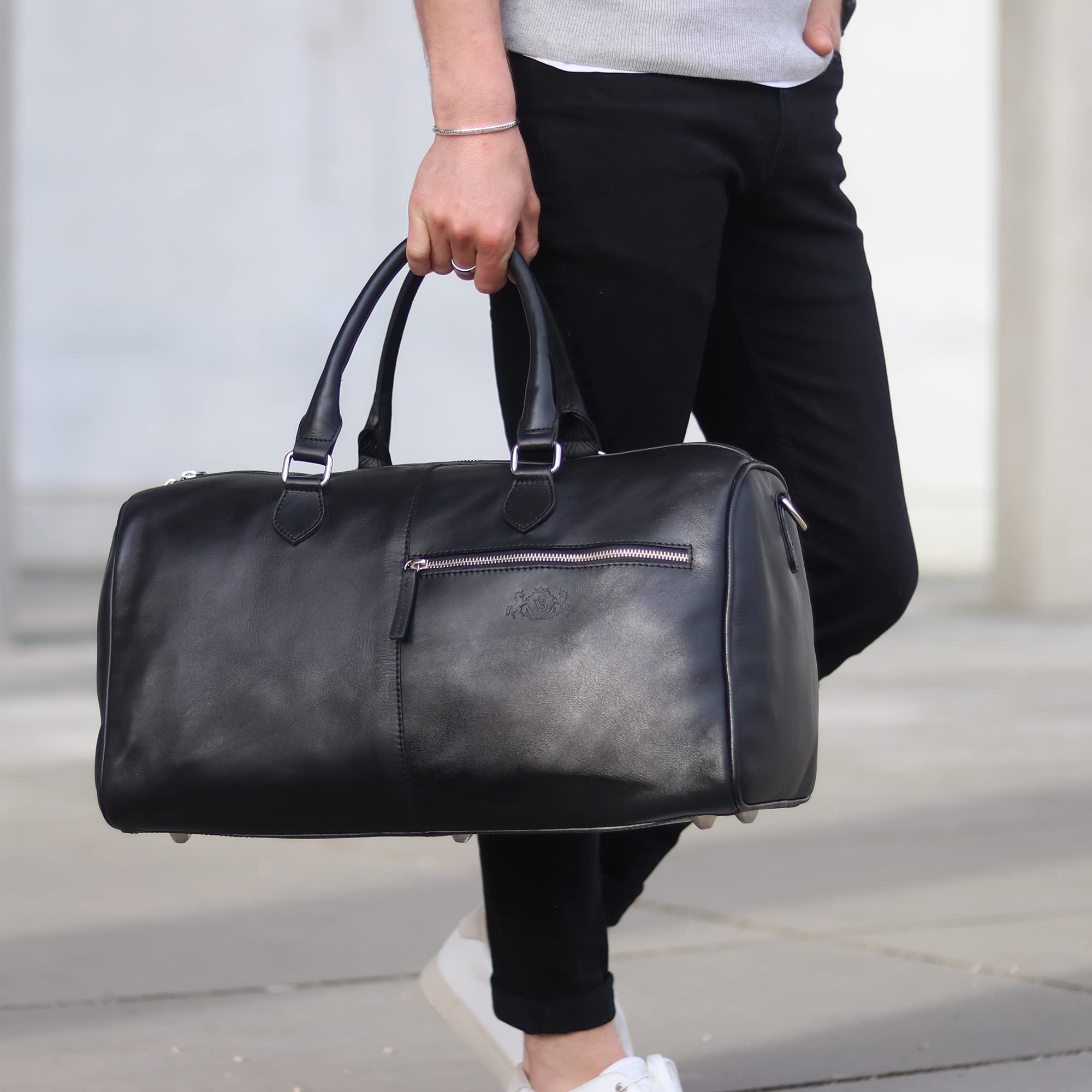 SID & VAIN Bolso de viaje grande cuero I Bolso de deporte fin de semana con funda extraíble para el portátil I Maletín viaje Weekender, Equipaje de mano cabina SEATTLE hecho a mano