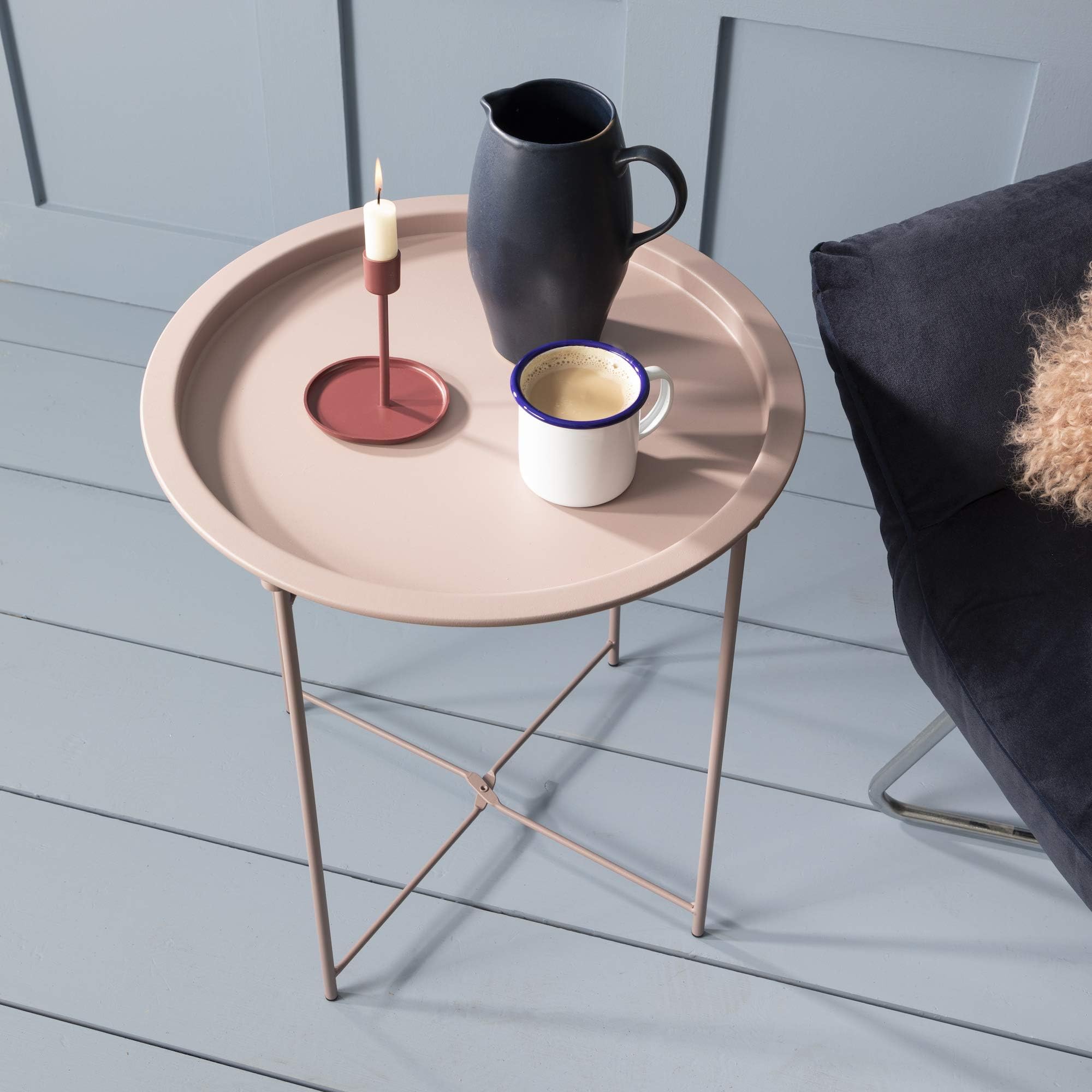 Noa and Nani Metal Side Table In Blush Pink