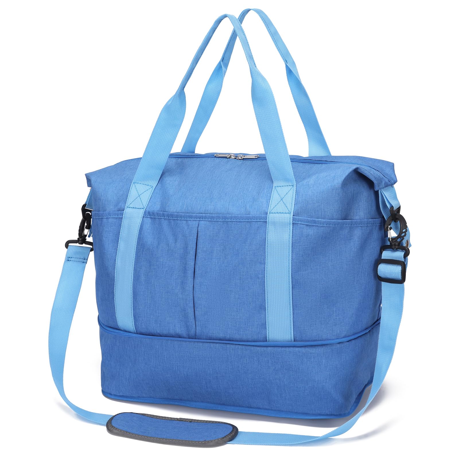 Expandable Duffle Bag for Travel, Weekender Overnight Carry On Bag for Women Men, Waterproof Large Capacity Travel Bag with Detachable Shoulder Strap