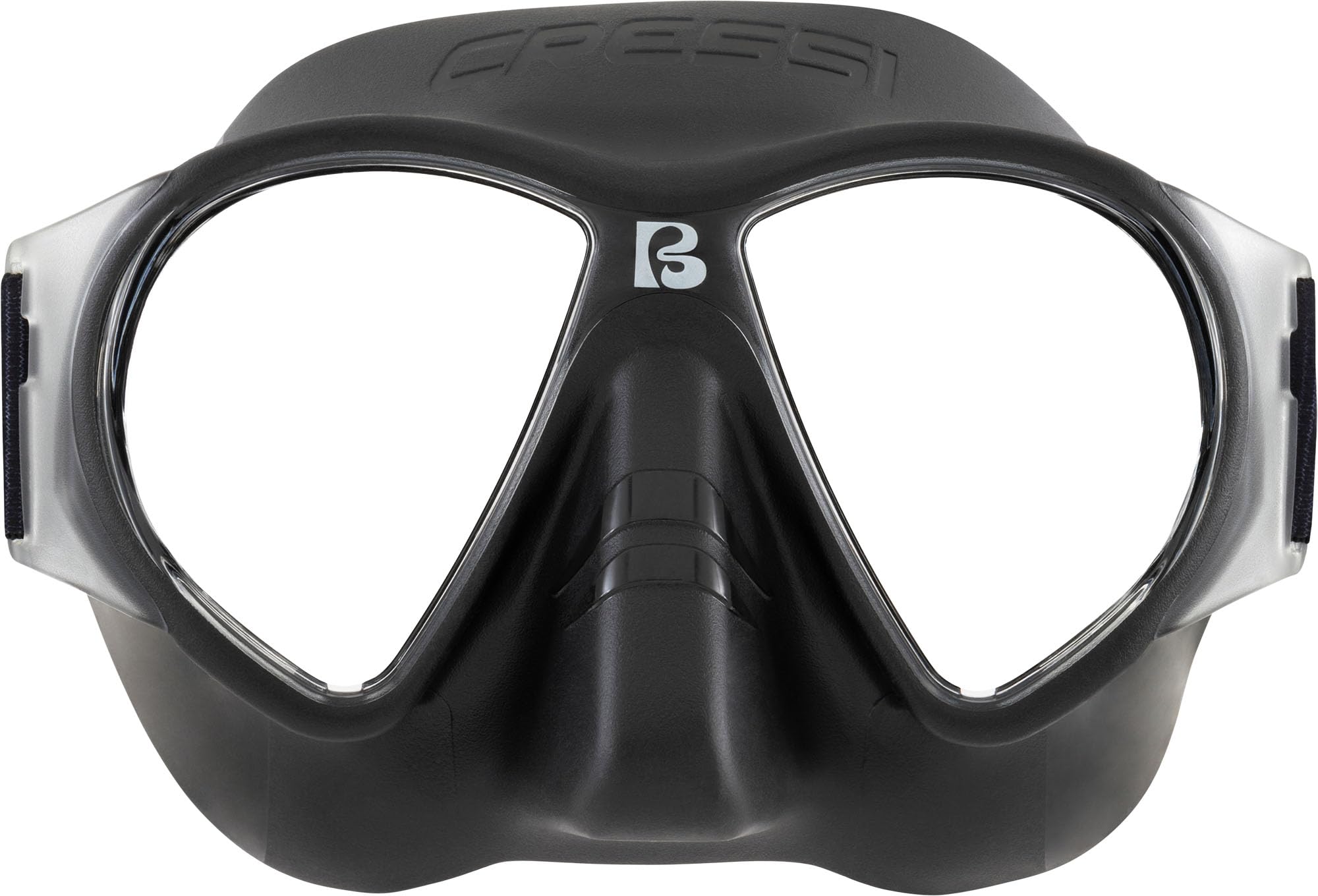 Cressi since 1946 - Force Mask - Separate Polycarbonate Lenses and Soft TPR Face Mask Ideal Snorkelling Surface Swimming and Beach Holidays - Black Elastic Strap Black - One Size - Adult