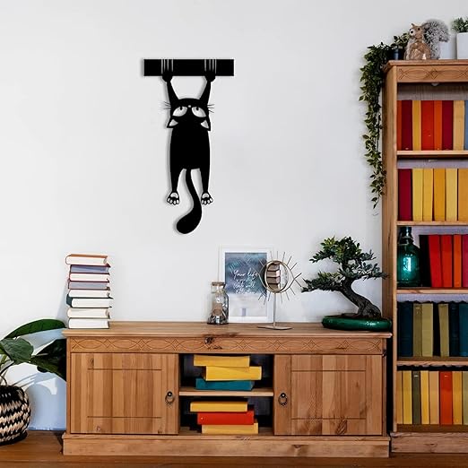 Flyoak Metal Wall Decor, Cat Metal Wall Art, Black Cat